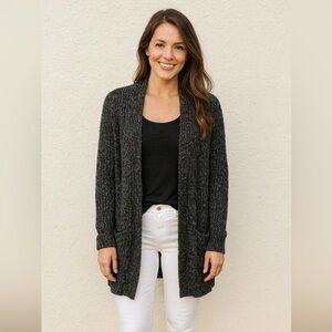 Express Marled Charcoal Grey Open Front Cardigan XS
